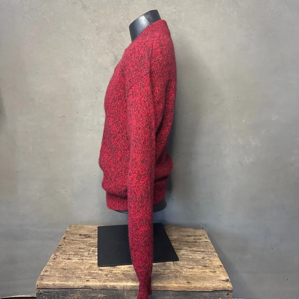 Vintage Fieldmaster Wool Blend Henley Sweater Red Black USA Made
